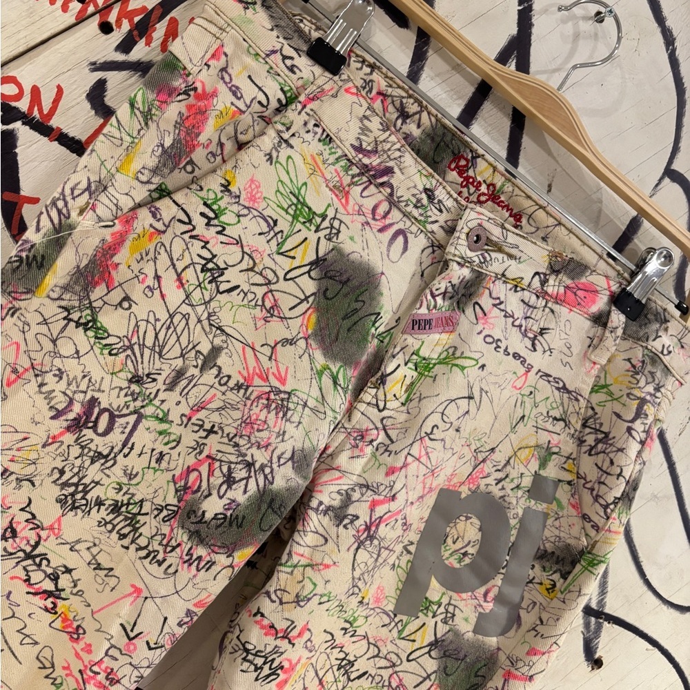 Vintage Y2K Pepe Jeans London Low Rise Graffiti Jeans - Picture 4 of 10